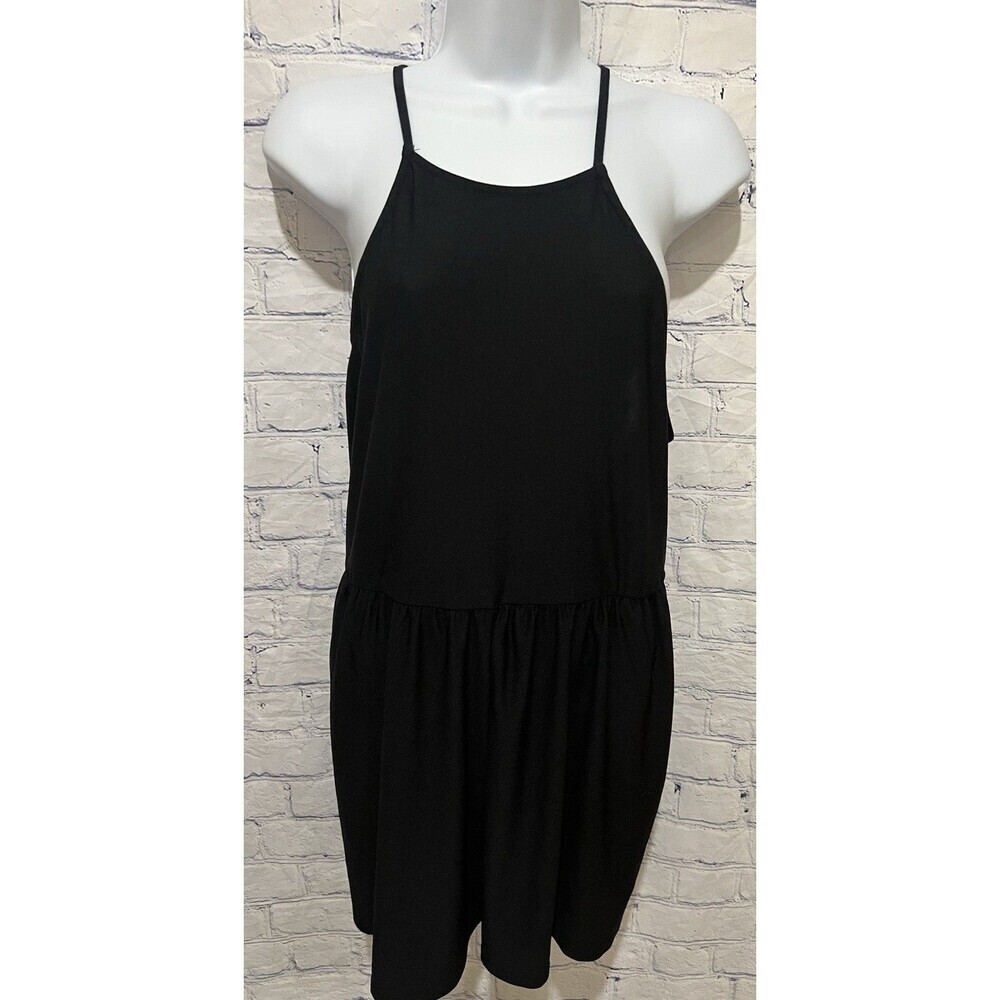 Abound Black Shorts Halter Romper Sleeveless Lace Up Back Size Large